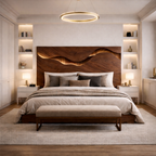 Sculptural Wooden Bed – Modern Bed with Statement Headboard