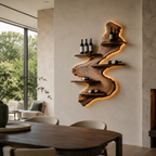 Wall-Mounted Wine Rack – Sculptural Solid Wood Bottle Holder