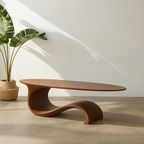 Sculptural Wave Walnut Coffee Table – Modern Curved Design