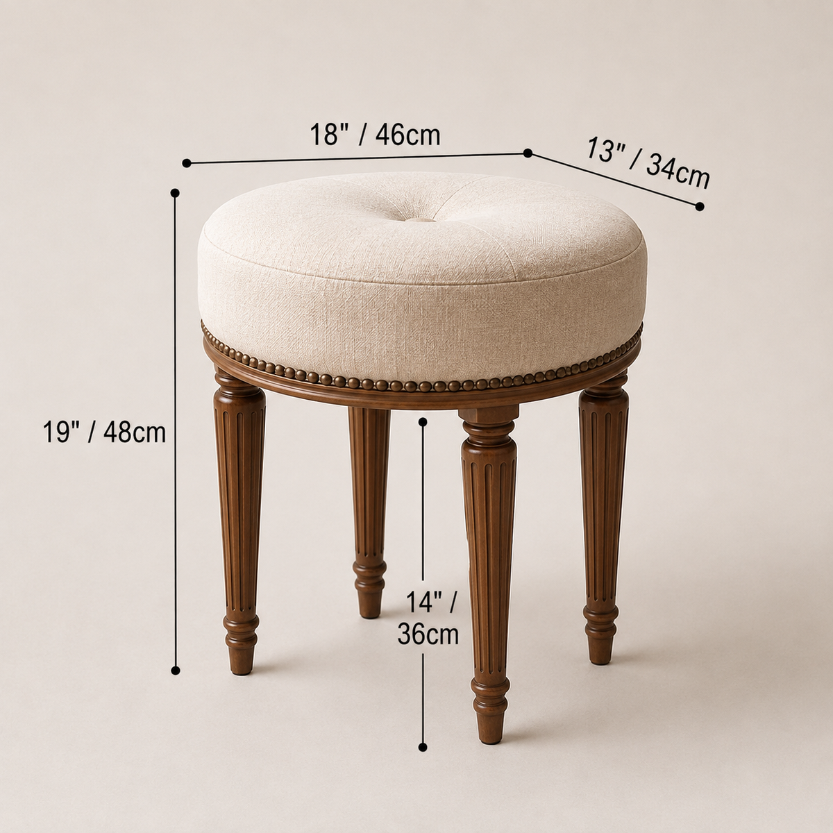 Heritage Wood Vanity Table with Upholstered Stool