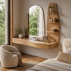 Floating Wood Vanity Desk – Solid Wood Wall Mounted Makeup Table for Bedroom Decor