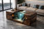 Solid Wood Aquarium Coffee Table – Sculptural Design with Glass Tank