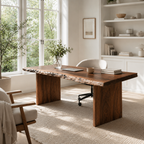 Live Edge Wood Desk – Solid Wood Office Table with Natural Edge for Home Office Decor