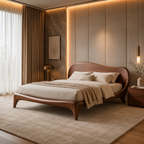 Curved Bed Frame – Solid Wood Platform Bed for Modern Bedroom