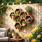 Hexagonal Wooden Wall Planter – Modular Outdoor Garden Design