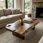 Live Edge Coffee Table – Solid Wood Rustic Table for Living Room