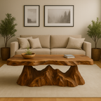 Organic Sculptural Solid Wood Coffee Table – Handcrafted Live Edge Design
