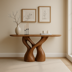 Twisted Sculptural Solid Wood Console Table – Organic Statement Design