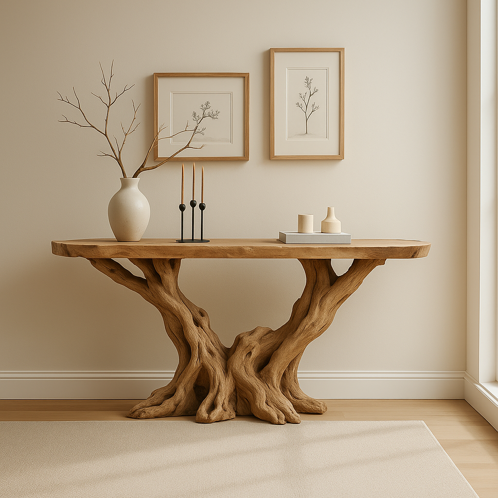 Sculptural Root Wood Console Table – Organic Statement Design