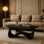Sculptural Wave Wooden Coffee Table – Modern Curved Design