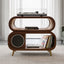 Solid Wood Oval Hi-Fi Media Console – Turntable & Vinyl Stand