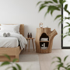 Tree Trunk Nightstand – Solid Wood Bedside Table for Rustic Bedroom Decor