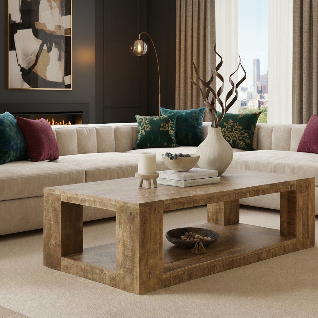 Solid Wood Coffee Table – Modern Natural Furniture for Living Rooms