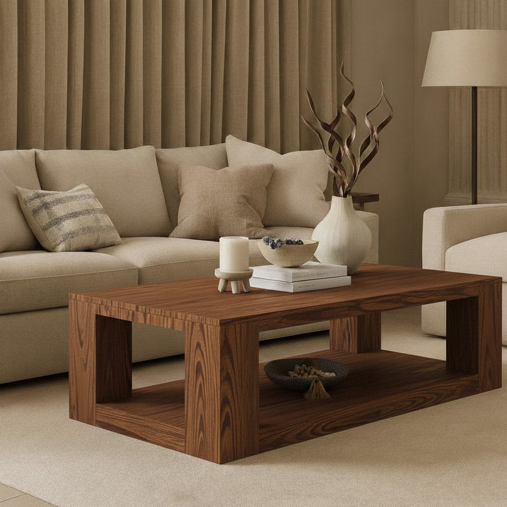 Solid Wood Coffee Table – Modern Natural Furniture for Living Rooms