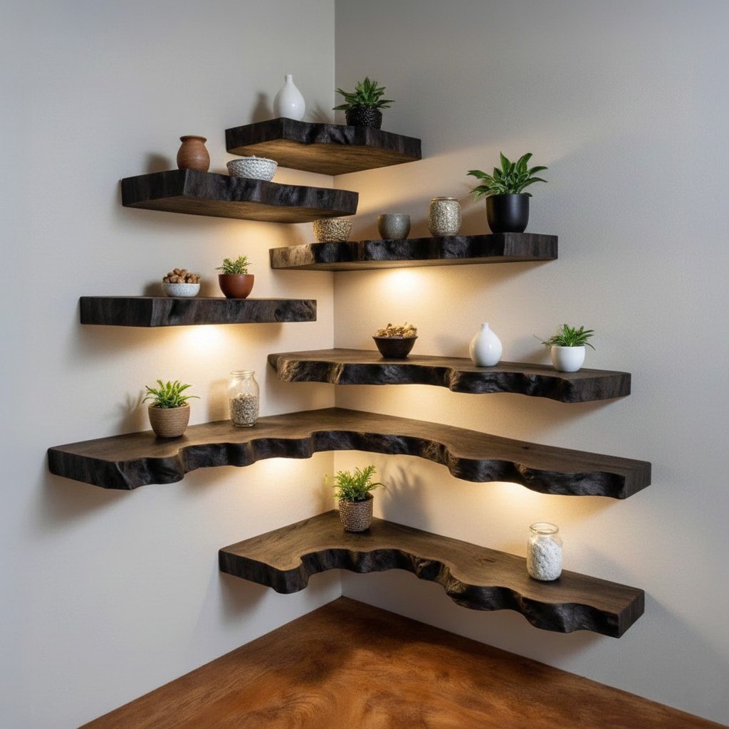Floating Wooden Wall Shelves – Modern Natural Storage & Decor