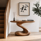 Sculptural Console Table – Solid Wood Modern Table for Entryway Decor