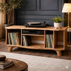 Solid Wood Media Console Table – Organic Modern TV & Vinyl Storage