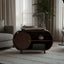 Solid Wood Oval Media Console – Modern Vinyl Storage