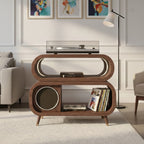 Solid Wood Oval Hi-Fi Media Console – Turntable & Vinyl Stand