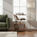 Solid Wood Sculptural Floor Shelf – Organic Modern Book & Vinyl Display
